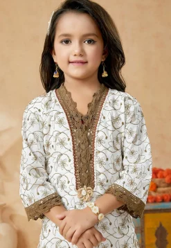 Embroidered Cotton Pakistani Suit in Off White