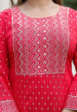 Embroidered Cotton Pakistani Suit in Red
