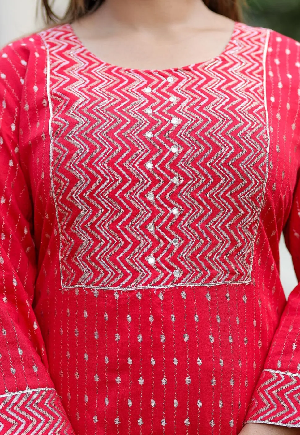 Embroidered Cotton Pakistani Suit in Red