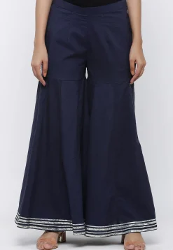 Embroidered Cotton Pakistani Suit in Navy Blue