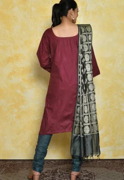 Embroidered Cotton Pakistani Suit in Maroon