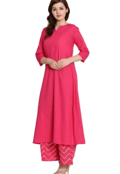Embroidered Cotton Pakistani Suit in Pink