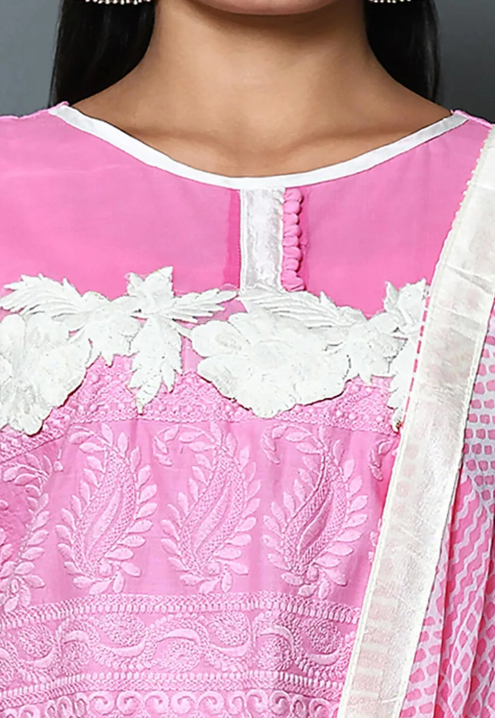 Embroidered Cotton Pakistani Suit in Pink