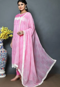 Embroidered Cotton Pakistani Suit in Pink
