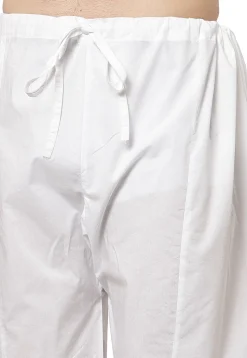 Embroidered Cotton Pathani Suit in White