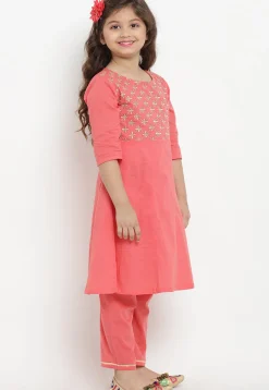 Embroidered Cotton Rayon Pakistani Suit in Peach