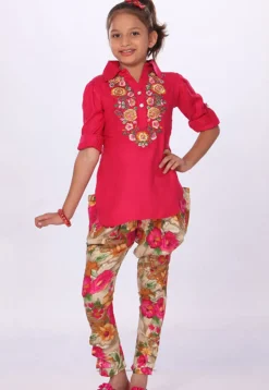 Embroidered Cotton Salwar Set in Red