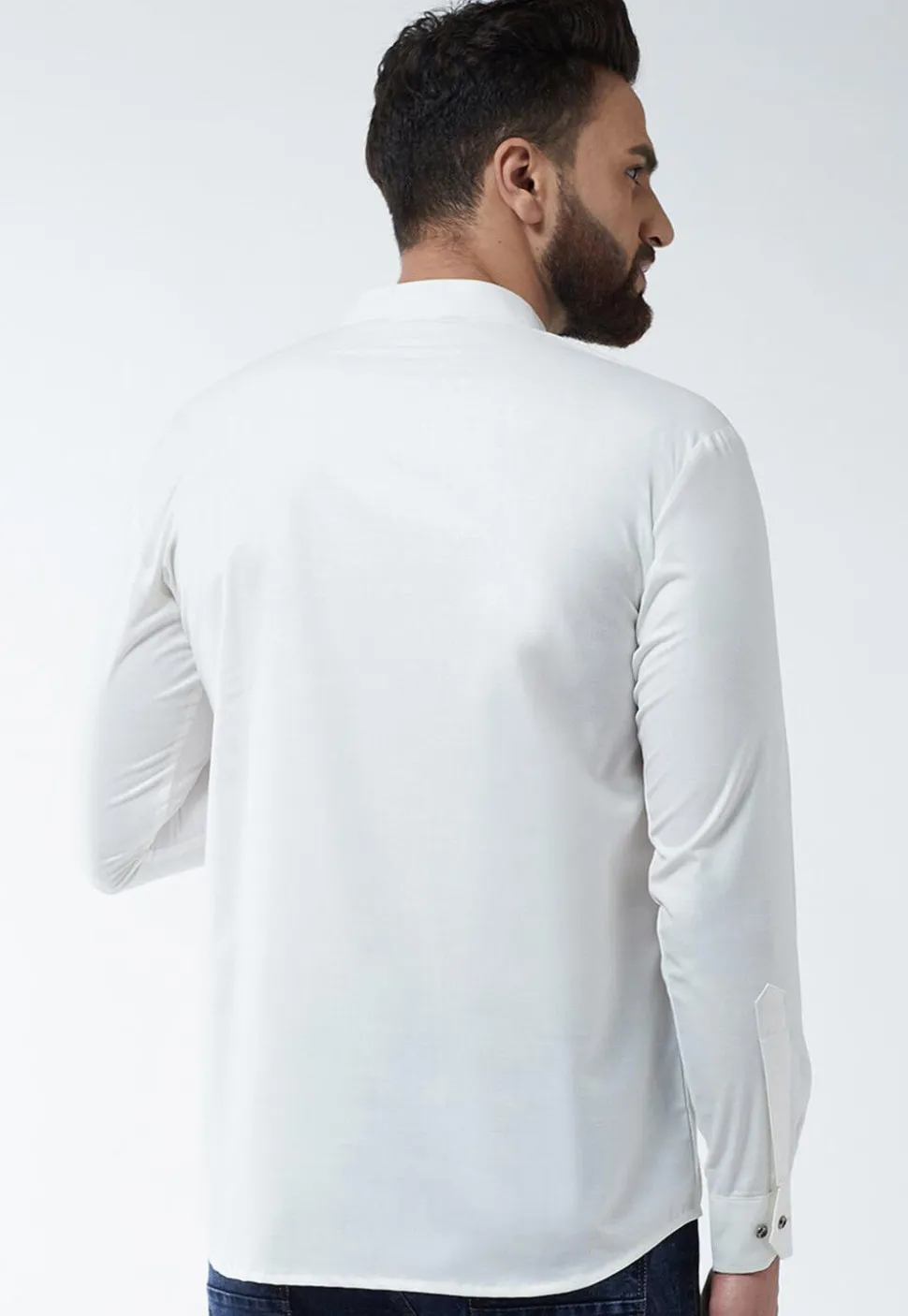 Embroidered Cotton Short Kurta in White