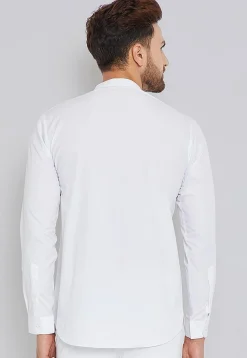 Embroidered Cotton Short Kurta in White