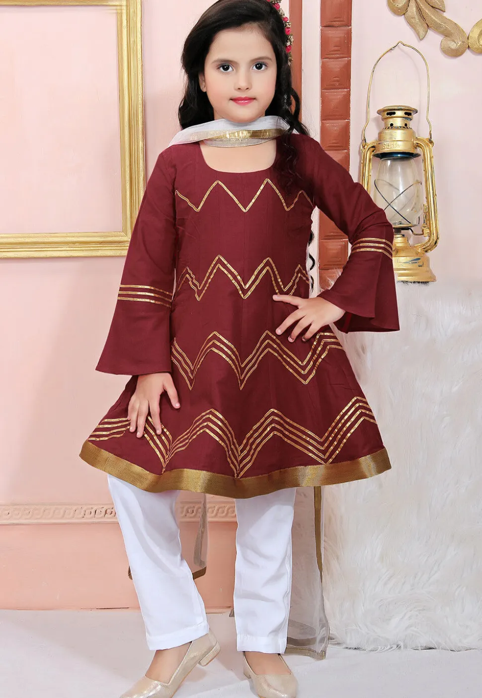 Embroidered Cotton Silk Anarkali Suit in Maroon