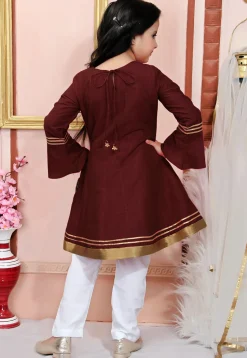 Embroidered Cotton Silk Anarkali Suit in Maroon
