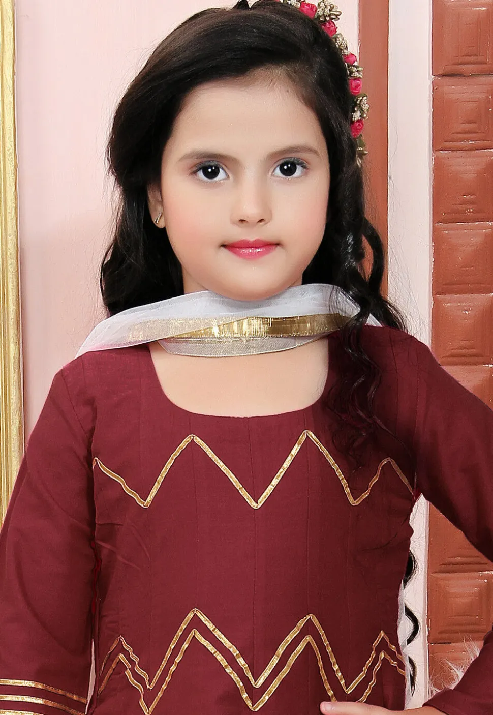 Embroidered Cotton Silk Anarkali Suit in Maroon