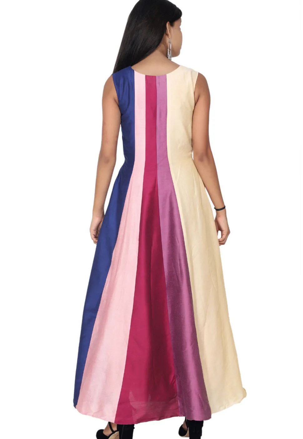 Embroidered Cotton Silk Anarkali Kurta Set in Multicolor
