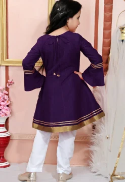 Embroidered Cotton Silk Anarkali Suit in Purple