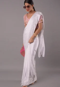 Embroidered Cotton Silk Blouse in Baby Pink