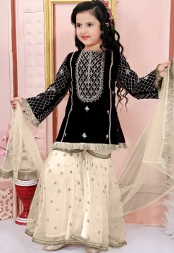 Embroidered Cotton Silk Pakistani Suit in Black