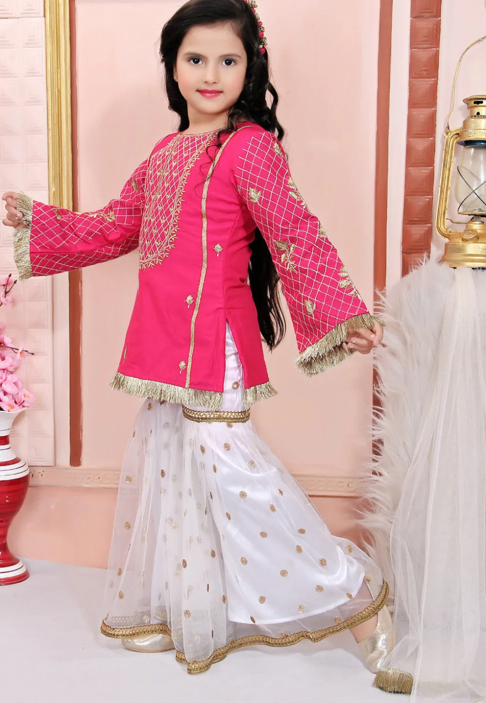 Embroidered Cotton Silk Pakistani Suit in Pink