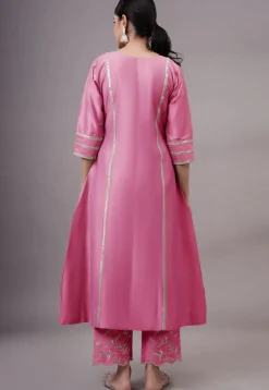 Embroidered Cotton Silk Pakistani Suit in Pink