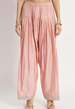 Embroidered Cotton Silk Punjabi Suit in Peach
