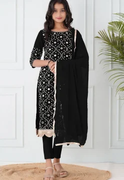 Embroidered Cotton Silk Pakistani Suit in Black