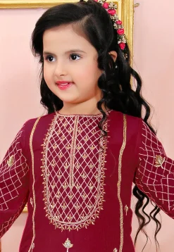 Embroidered Cotton Silk Pakistani Suit in Maroon