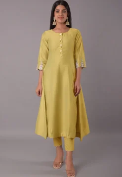 Embroidered Cotton Silk Pakistani Suit in Mustard