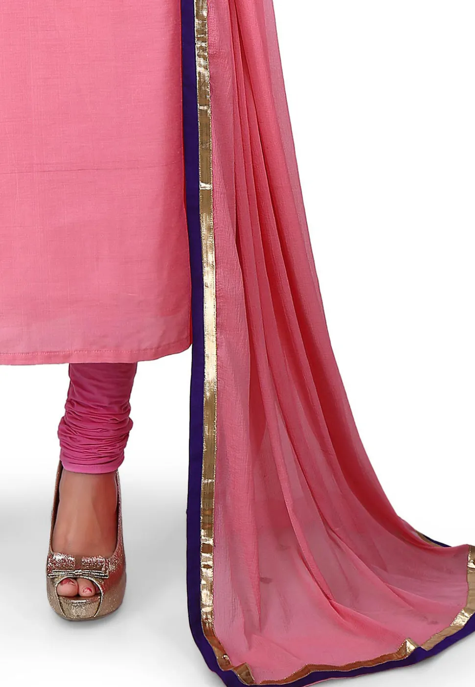 Embroidered Cotton Silk Straight Suit in Pink
