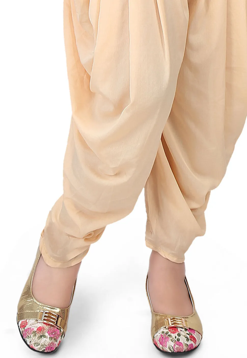 Embroidered Cotton Silk Top with Dhoti Pant in Orange and Pink