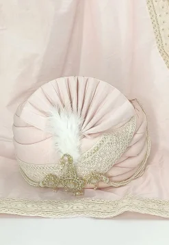 Embroidered Cotton Silk Turban in Pink