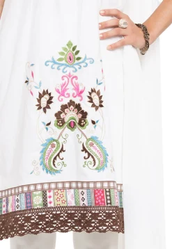 Embroidered Cotton Straight Suit in Off White