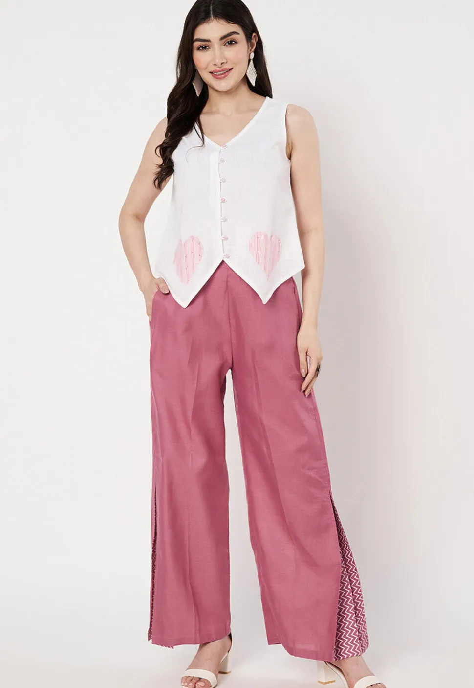 Embroidered Cotton Top in Off White