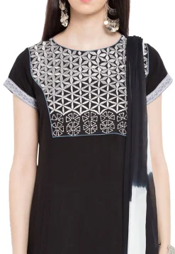 Embroidered Crepe Pakistani Suit in Black
