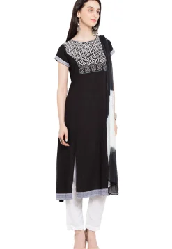 Embroidered Crepe Pakistani Suit in Black