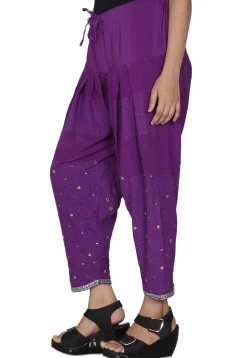 Embroidered Crepe Salwar in Purple