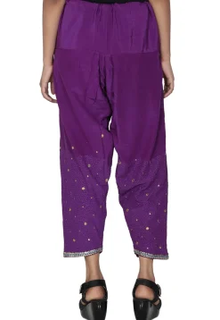 Embroidered Crepe Salwar in Purple