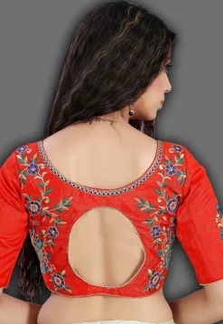 Embroidered Crepe Saree in Light Pink