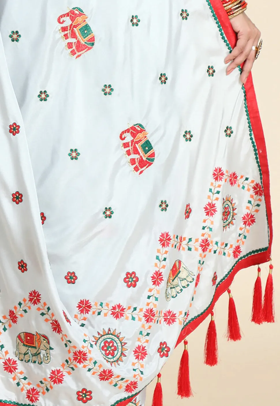 Embroidered Crepe Silk Saree in Light Blue