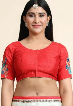 Embroidered Crepe Silk Saree in Off White