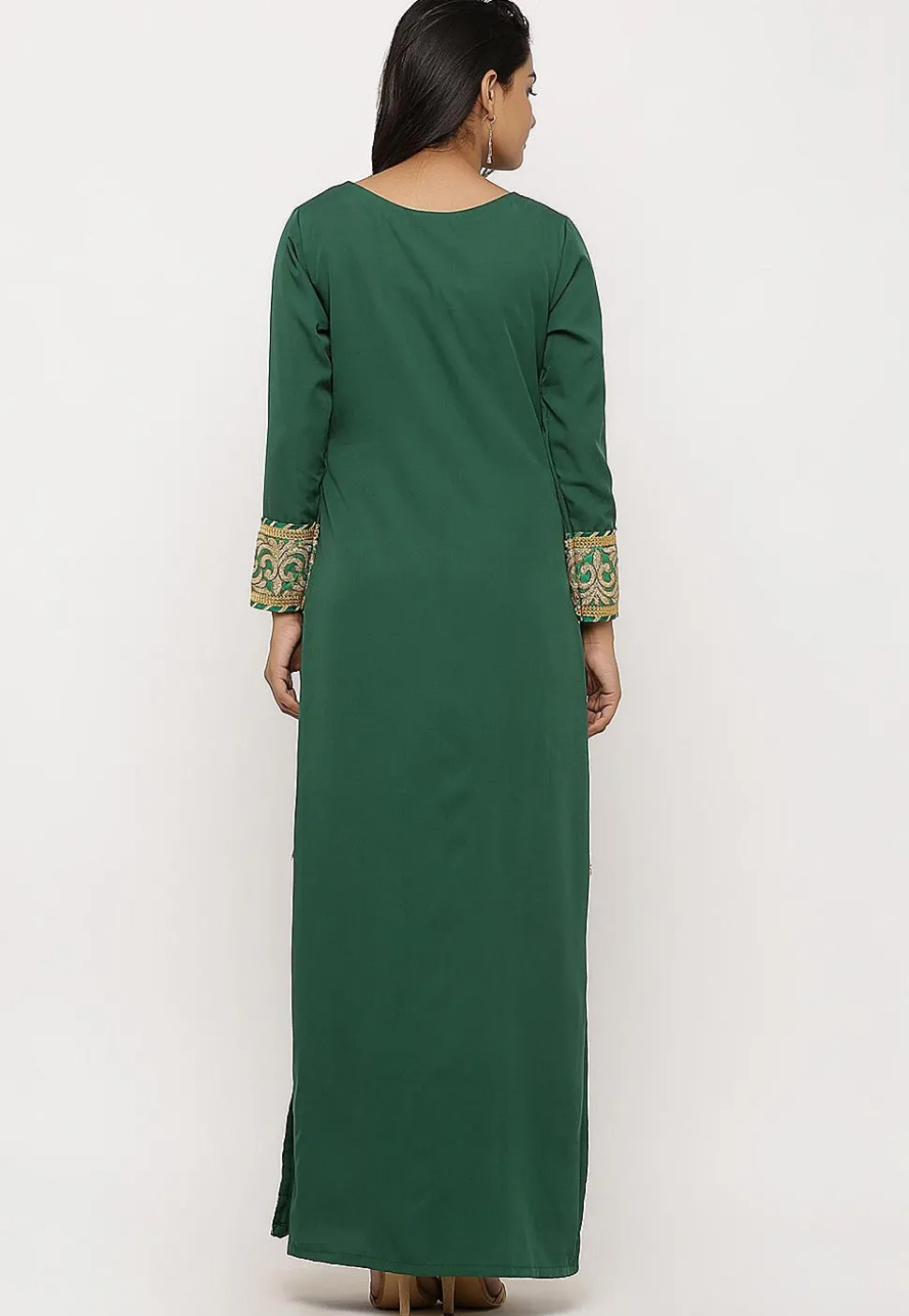 Embroidered Crepe Straight Kurta in Green