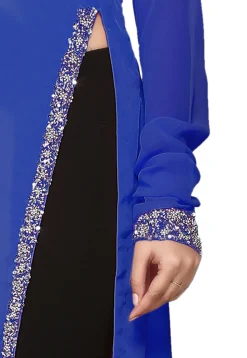 Embroidered Crepe Tunic in Royal Blue