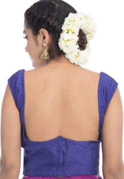 Embroidered  Dupion Silk Blouse in Blue
