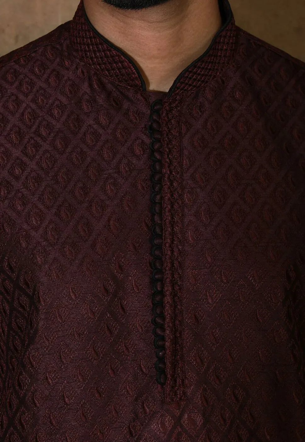 Embroidered Dupion Silk Dhoti Kurta in Wine