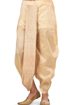 Embroidered Dupion Silk Dhoti Pant in Light Beige