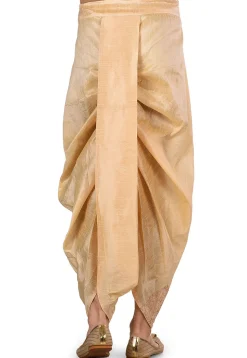 Embroidered Dupion Silk Dhoti Pant in Light Beige