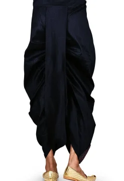 Embroidered Dupion Silk Dhoti in Royal Blue
