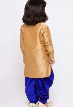 Embroidered Dupion Silk Kurta Set in Beige