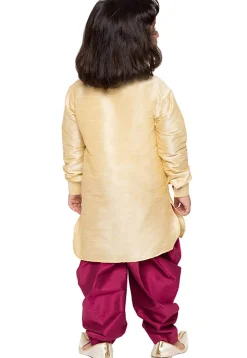 Embroidered Dupion Silk Kurta Set in Light Beige