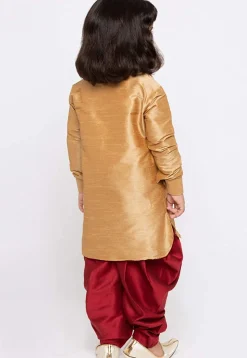 Embroidered Dupion Silk Kurta Set in Beige