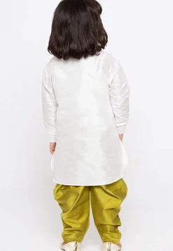 Embroidered Dupion Silk Kurta Set in Light Beige