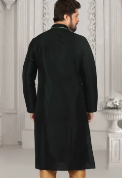 Embroidered Dupion Silk Kurta in Black